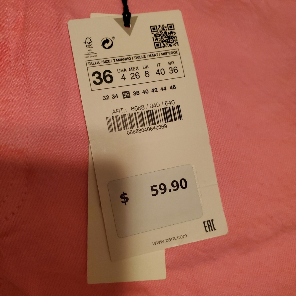 Zara Barbie neon pink wide leg jeans NWT  4 - Picture 9 of 9